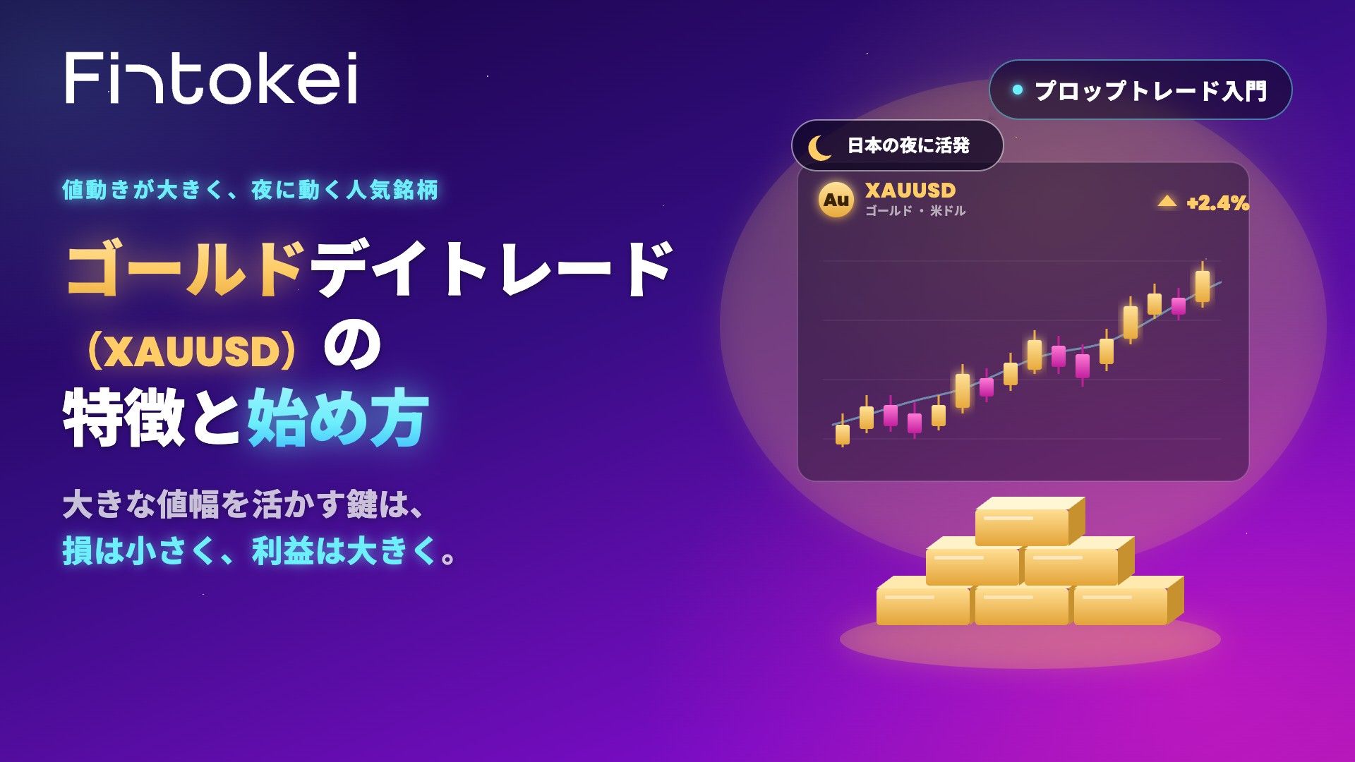 ゴールドデイトレード（XAUUSD）の特徴と始め方【プロップトレードとの相性も解説】