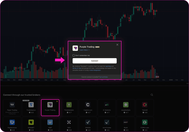 Step 3 - Connect Purple Trading